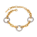 Hot-sale Interlocking Circle Oval Hollow Bangles Vintage Twisted Two Tone Bracelet for Women