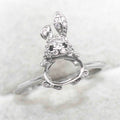 Sterling Silver 6*8mm Semi Mount Ring Empty Frame Blank Support Claws Setting S925 Base Holder Without Center Stone for Inlay
