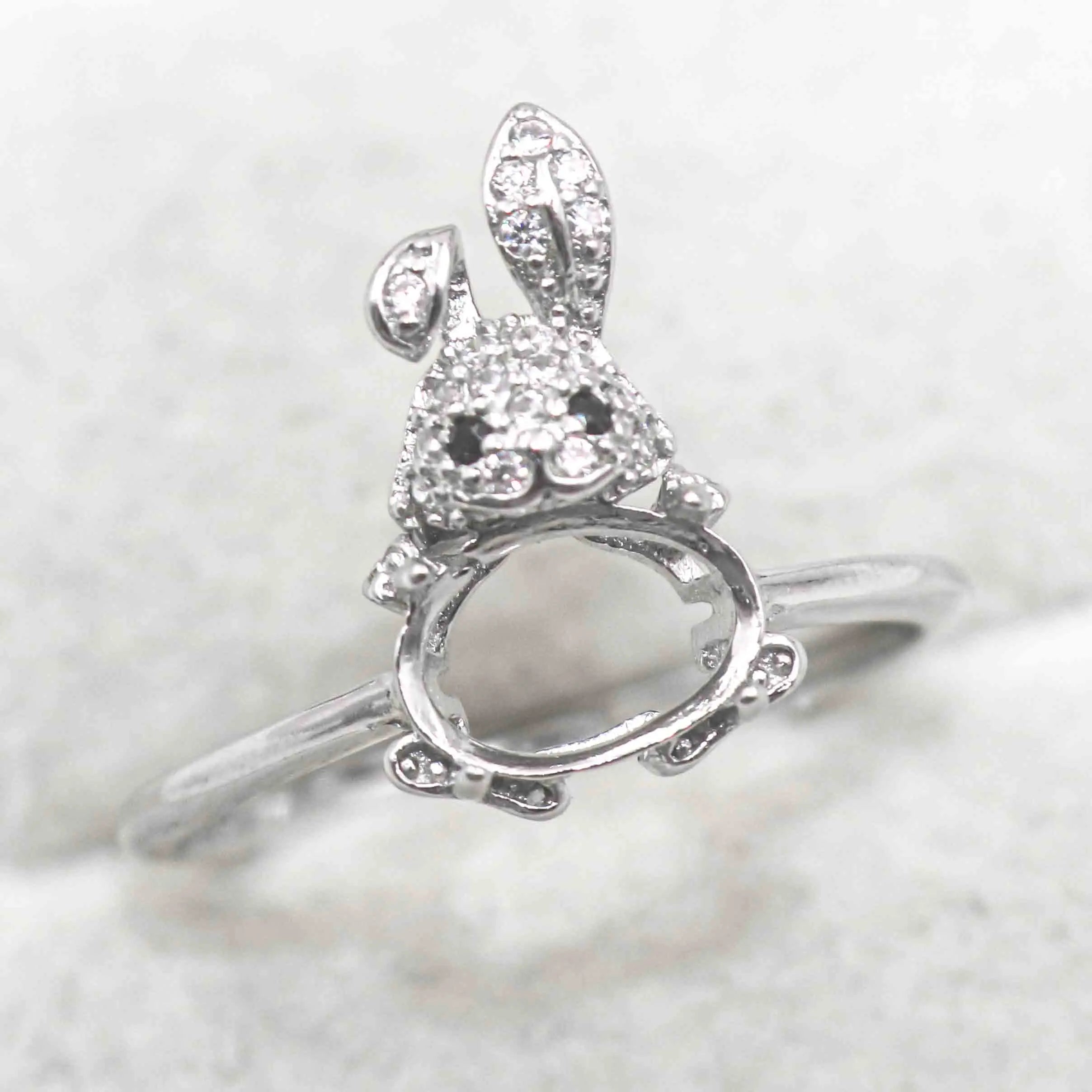Sterling Silver 6*8mm Semi Mount Ring Empty Frame Blank Support Claws Setting S925 Base Holder Without Center Stone for Inlay