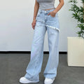 Garment Factory Custom Logo Women Jeans Pants Fashion Jeans Mujers Baggy Straight Leg Ripped Women's Denim Jeans