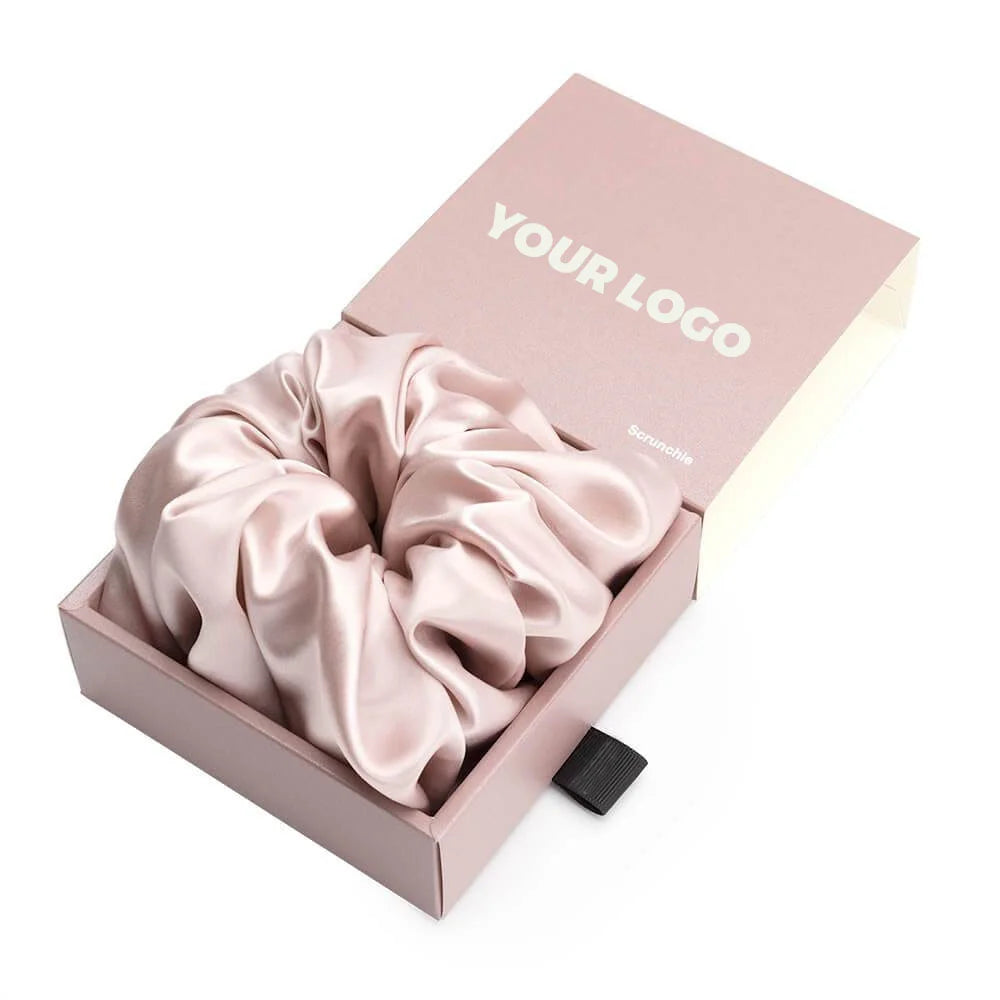 100% Pure  Mulberry Silk Hair Scrunchies New Design Custom Logo Silk Scrunchies Hair Tie for Women Girls