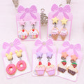 GT Cake Ice Cream Children Clip on Earrings Cartoon Cute Jewelry Doughnut No Pierced Earrings for Kids Gift