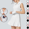 Tennis Skirts Half Zipper Golf Dress Pleated Skirt Ruffle Hem Women's Sportswear Gym Fitness Sets Women Clothing Sports Clothing