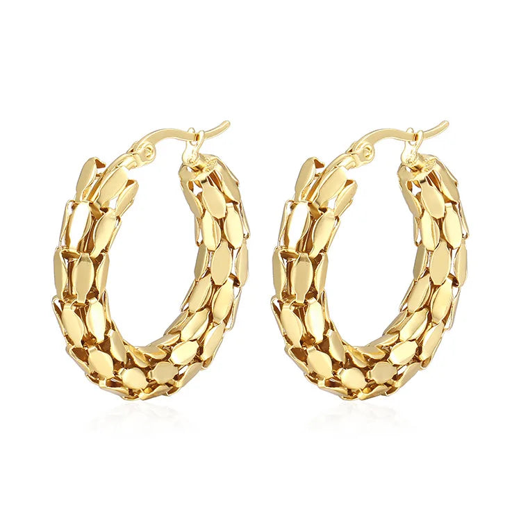 Europe and the United States Cross-border Snake Scale 18K Gold Stainless Steel Earrings High-grade Personalized Earrings Jewelry