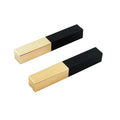 In Stock Ready to Ship square Luxury Empty Plastic Lipstick Tube Black & Gold Makeup Packing with Screen Printing Gold Packaging