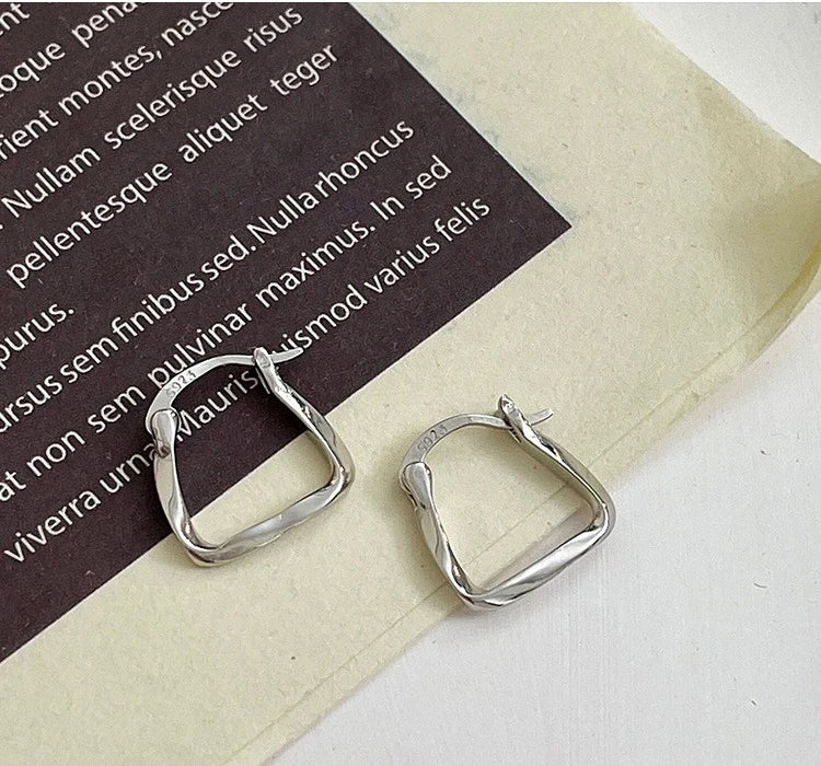 925 Sterling Silver Geometric Hoop Earrings Elegant Stud Earring Women Jewelry Irregular Fashion Earrings Manufacturer