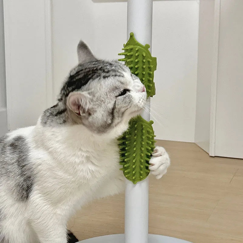 Silicone Cat Grooming Brush Pet Hair Removal Massage Comb Scratching Rubbing Wall Corner Self-Cleaning Scratcher Combs Easy Use