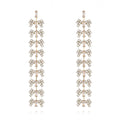 Women's Long Hanging Gold Geometric Shape Crystal Rhinestone Tassel Drop Earrings Fashionable Wedding Jewelry