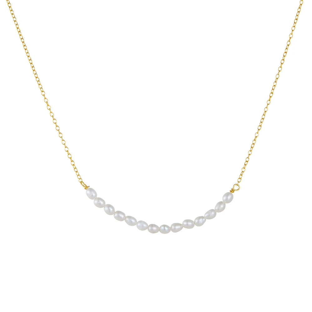 New Custom Fashion Fine Jewelry Manufacturer Wholesale 925 Sterling Silver Natural Pearl Clavicle Chain Necklace for Women