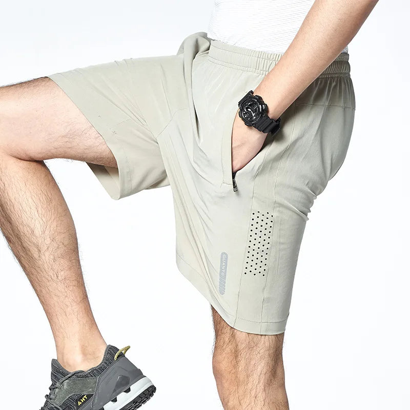 Men's Summer Sports Beach Pants 100% Polyester Thin Breathable Quick-Drying Loose Running Ice Silk Casual Shorts Woven Hot