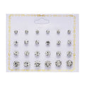 Rinhoo Hot Selling New Paper Card Zircon Earrings Versatile 12 Pair Pearl Flower Bow Card Earrings for Women