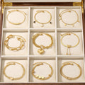 Hot Sell 18K Gold Plated Heart Stainless Steel Ladies Diamond Jewelry Bracelets Bangles Anti Allergy Bangle for Women