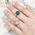 New Arrivals Bohemian Style Silver Plated Women's Ring Light Luxury Natural Gemstone Cabs Crystal Rhinestone Round Shape