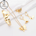 Luxury Gold Plated Stainless Steel Jewelry Love Bridal Fine Geometric Stone Color Gemstone Bracelet Design Sets
