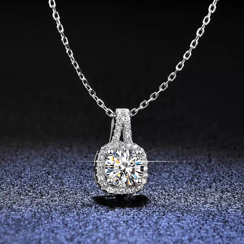 925 Sterling Silver Pendant 6.5mm 5mm White Round Moissanite DIamond Fashion Jewelry Pendants Charms
