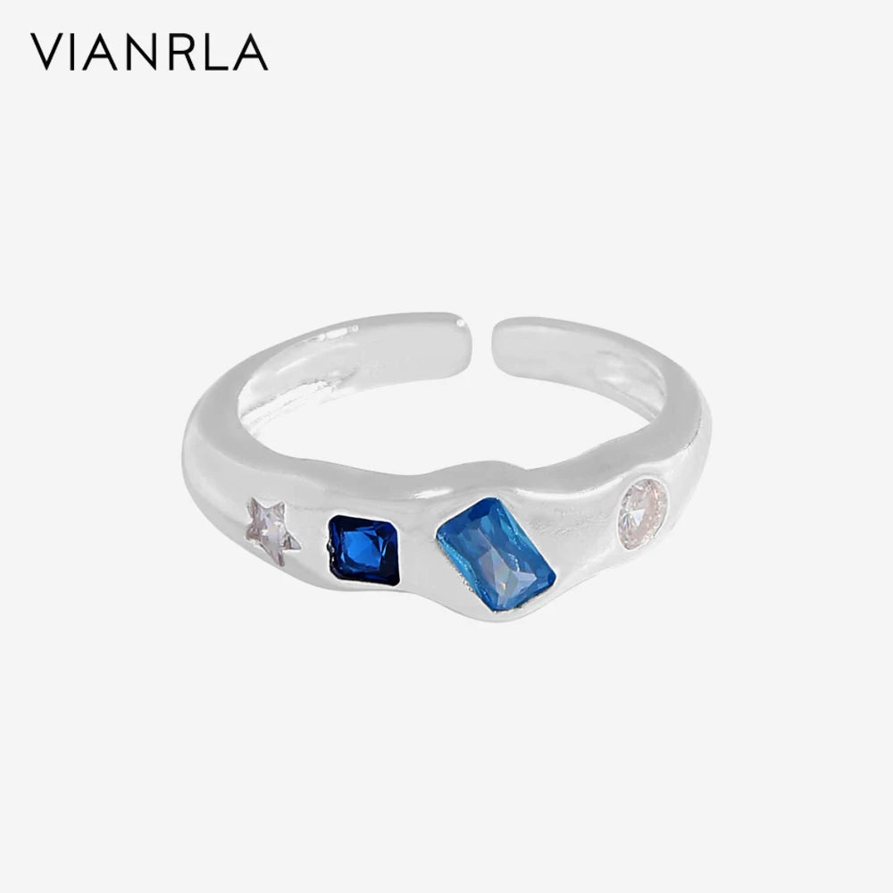 VIANRLA 925 Sterling Silver Colored Zircon Ring Open Ring for Women Support Dropshipping