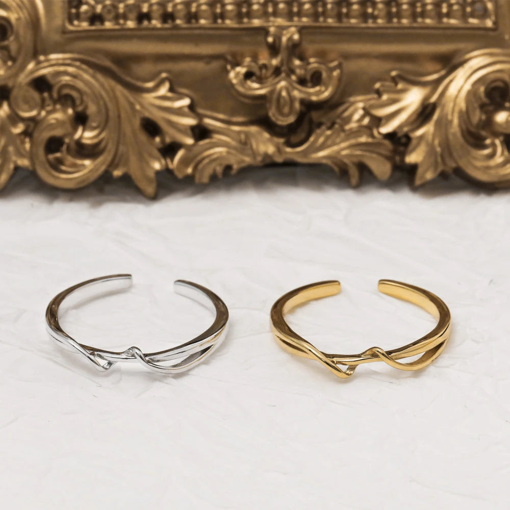 VIANRLA 18k Gold Plated Thin Ring 925 Sterling Silver Minimalist Open Stacking Ring