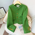 Elegant Women's  Early Autumn New High Grade Green Fragrant Coat Women's Temperament Short Top Coat