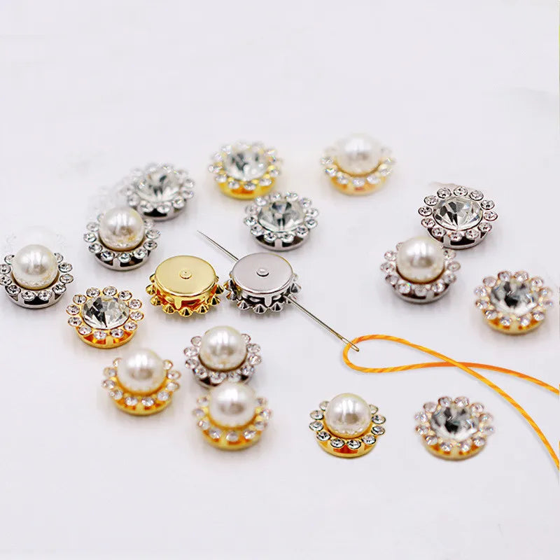 JC Crystal 16mm 100pcs/bag DIY Sun Flower Shape Pearl Women Dress Rhinestone Glass Crystal Sew with Claw Setting