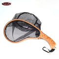 TAKEDO Fly Fishing Landing Net Soft Rubber Mesh Trout Net Waterproof Wooden Handle Catch and Release Net