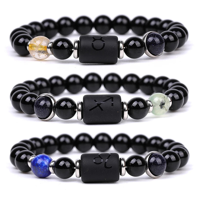New Arrival Natural Stone Hot Sell 12 Zodiac Signs Bracelet for Men Women