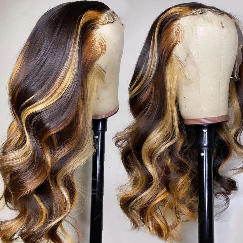 Real Thin Skin Ombre Blonde Wave Virgin Full Cuticle Aligned Human Hair HD Lace Front Wigs