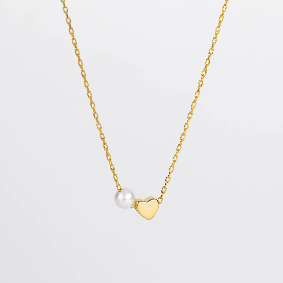 Fashion Minimalist Jewelry 925 Sterling Silver Simple Small love Heart Pearl Gold Plated Necklaces for Women