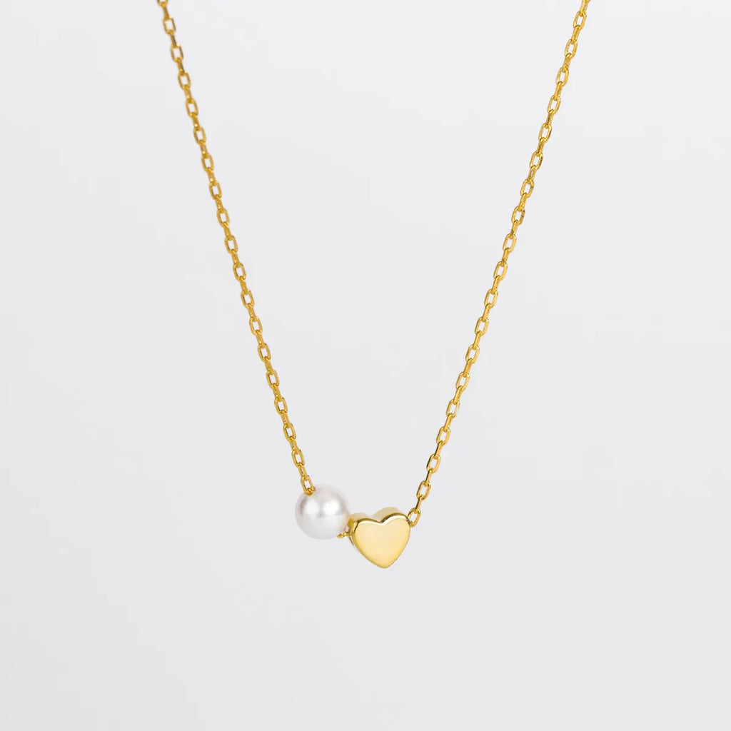 Fashion Minimalist Jewelry 925 Sterling Silver Simple Small love Heart Pearl Gold Plated Necklaces for Women