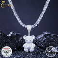 Wholesale Hip Hop Jewelry 925 Sterling Silver Pass Diamond Tester VVS Moissanite Iced Out Cute Teddy Bear Pendant Necklace