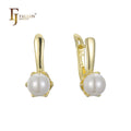 FJ Fallon Fashion Jewelry Pearl Earrings Plated in 14K Gold Brass Based