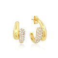 LOZRUNVE Sterling Silver 925 Jewelry Manufacturer Trending Simple Double Pave Diamond Dome Hoop Earring
