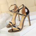 YQY4709 New Design Women Summer Bridal Wedding Sandals Open Toe Ladies PU  Beautiful Pointed Thin High Heel Sandals Women