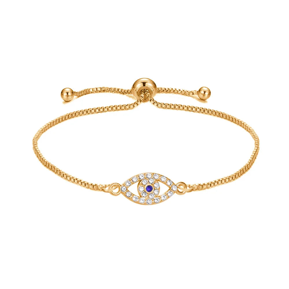 Trendy Personality Adjustable Bracelet Gold Silver Diamond Bracelet Delicate Shine Devil Eye Bracelets