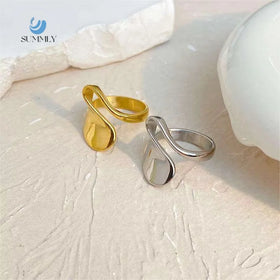 SUMMLY Punk Style Personalized 18K Gold Plated Stainless Steel Irregular Type Ring Fashion Jewelry Manufacturer