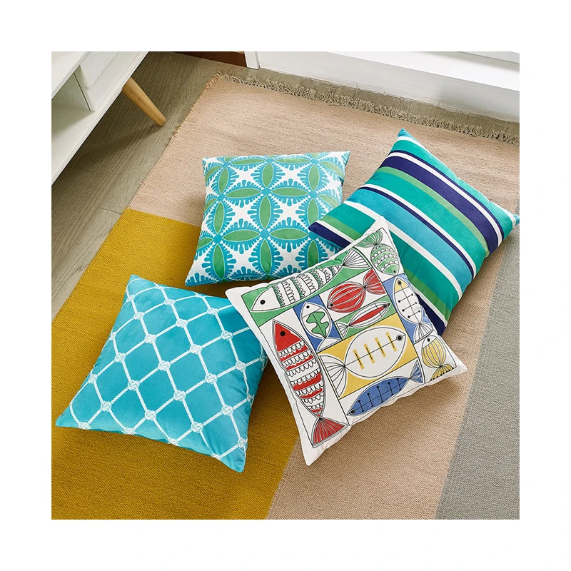 Wholesale Luxury White 45x45 Printed Sofa Couch Throw Pillow Case Decorative Embroidered Animal/Pattern/Cartoon Velvet Cushion
