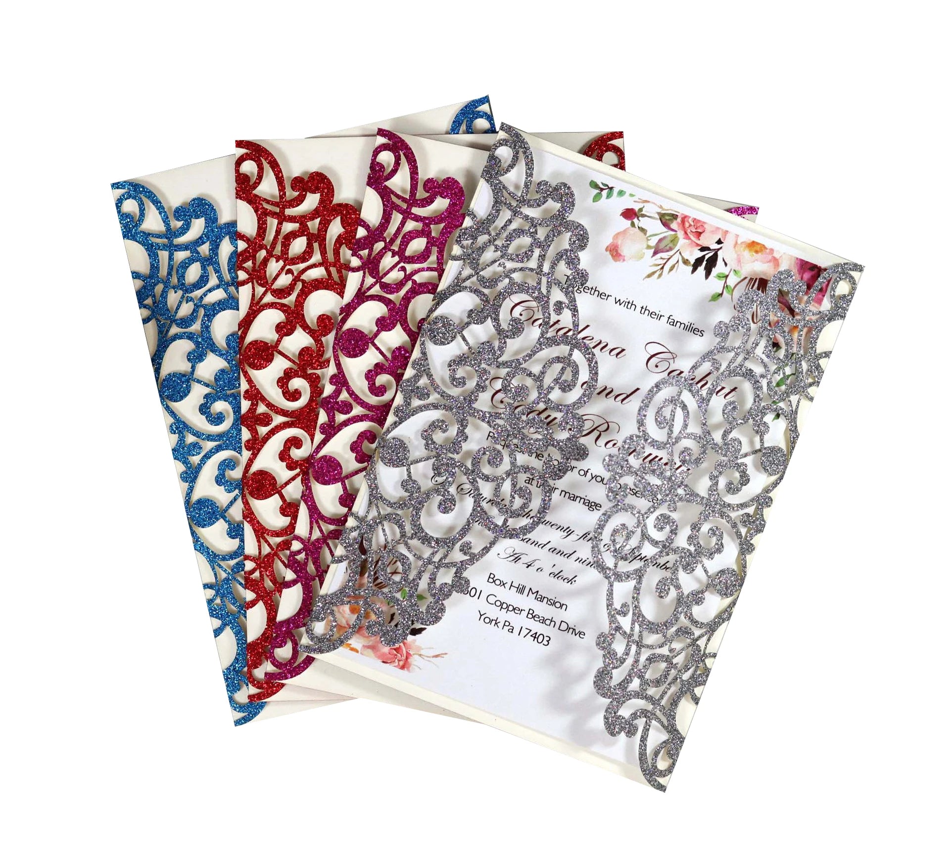 Factory Directly Luxurious Laser Cut Wedding Invitation Card Fancy Silver and Gold Paper Craft Cards with Printing Insert