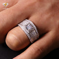 LusterFactory VVS D Iced Out Jewelry Pass Diamond Tester Ready to Ship Mens 925 Silver Hip Hop Moissanite Ring