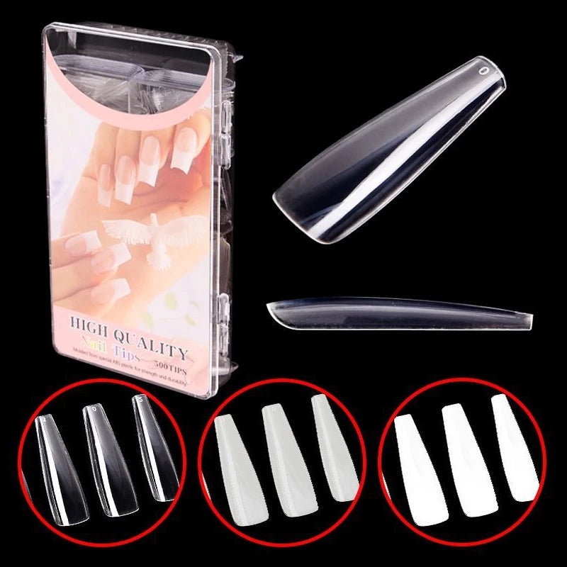 500PCS/Box XXL Coffin Acrylic Ballerina False Fake Artificial Fingernail Tips