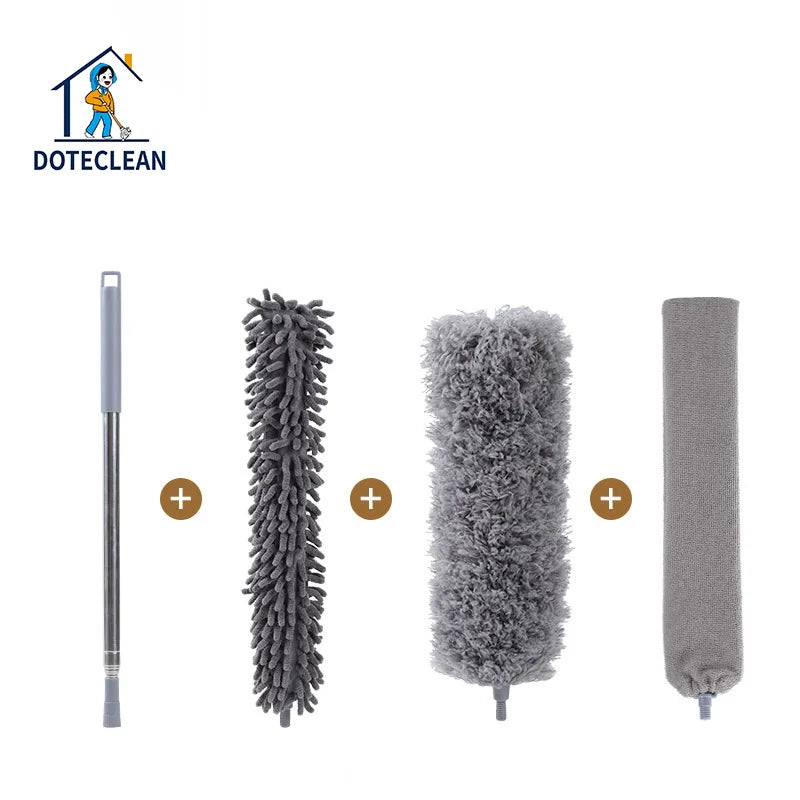 Microfiber Multi-Functional Furniture Cleaning Duster Set with Telescopic Handle and Replaceable Head Household Use