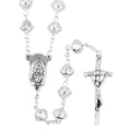Crystal 7x9mm Beads Blue Purple Clear Golden Plating Catholic Rosary Cross Necklace