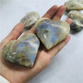 Wholesale Natural Crystals Healing Stones Carved Heart Flash Blue Moonstone Crystal Quartz Heart for Decoration