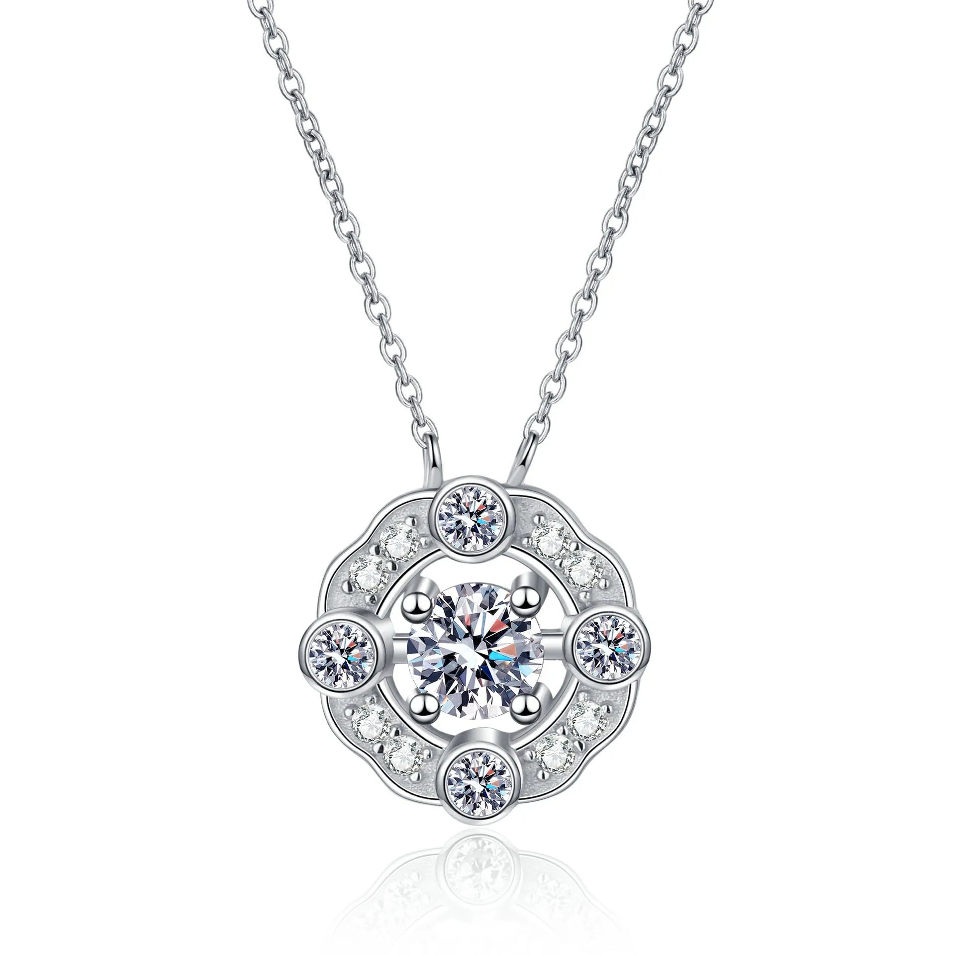 Factory Wholesale 0.5Carat Sparkling Moissanite Luxury Four Prong 925 Sterling Silver Moissanite Necklace for Women