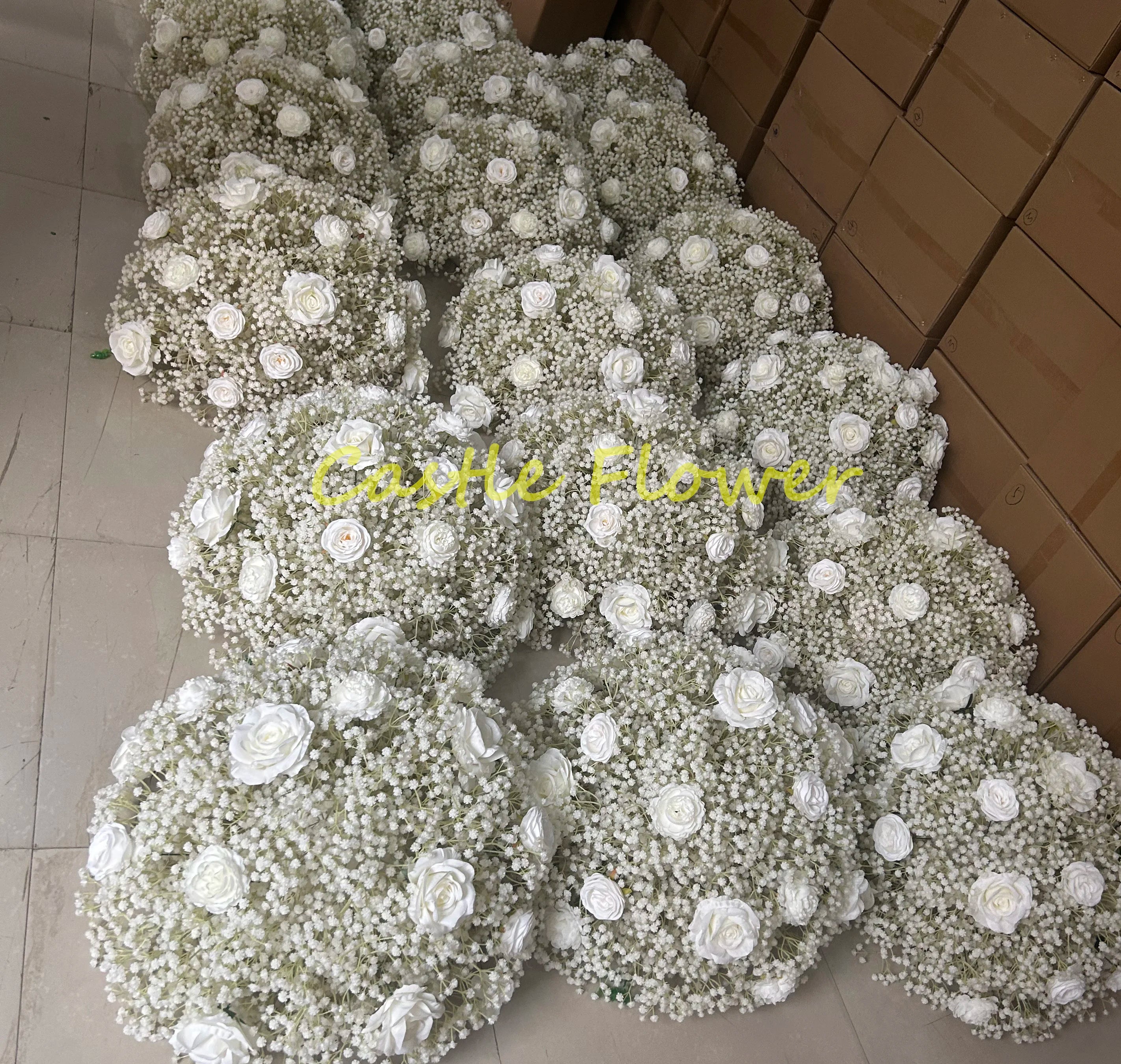 C-FB027 Wholesale Artificial Babysbreath Table Centerpiece Silk Flower Ball Arrangement for Wedding Event Decoration