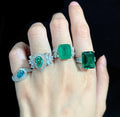 Customized S925 Sterling Silver 8A Cubic Zircon Bride Promise Ring Set Engagement Wedding Diamond Rings Emerald Jewelry Women