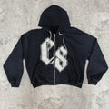 US Free Tax Y2K Streetwear Hoodie Cropped Distressed Embroidery Heavyweight 500gms Acid Wash Applique Patch Hoodie for Men