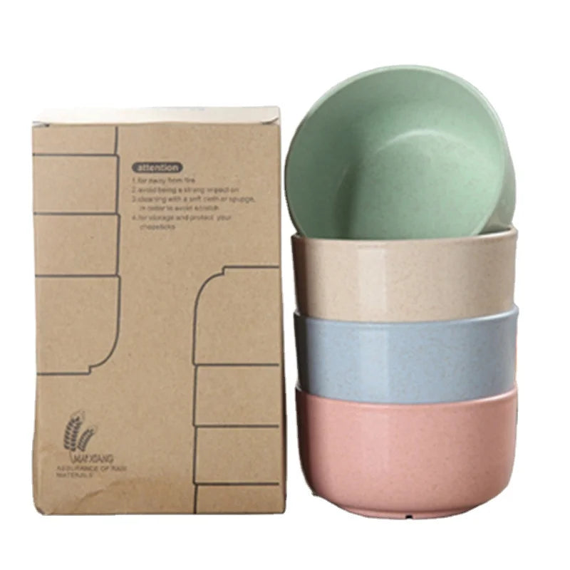 Wholesale MKY Brand Round Custom Wheat Straw Eco-Friendly BPA Free Minimalist Design Soup Fruit Bowl for Kids Camping Use