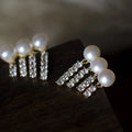Aimgal Fashion Jewelry 18K Gold 4A Zircon Freshwater Pearl Earrings Short Tassel Geometric Brass Parties Weddings Engagements