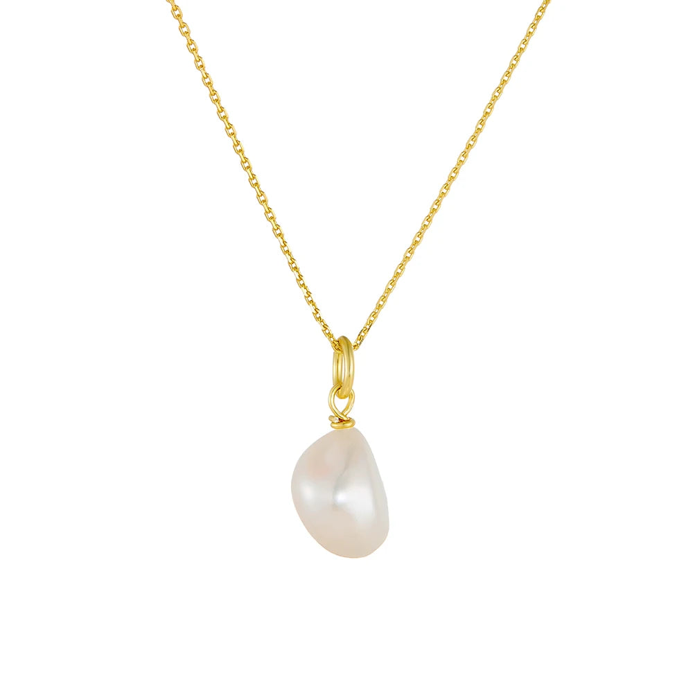 Colares De Perolas Women Jewelry Fashion Unique 925 Sterling Silver Natural Freshwater Baroque Single Pearl Necklace