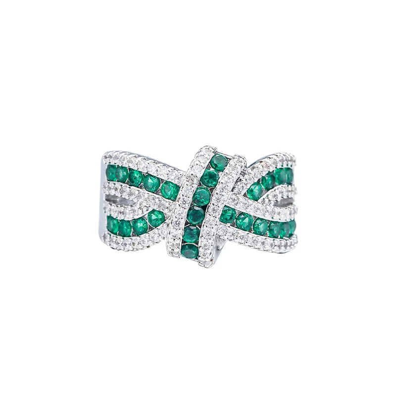 SENYU Fashion Twist Ring BlueGreenCorundum Red Cubic Zirconia Charm Spiral Twine Interlaced Design Women Ring for Party Gifts