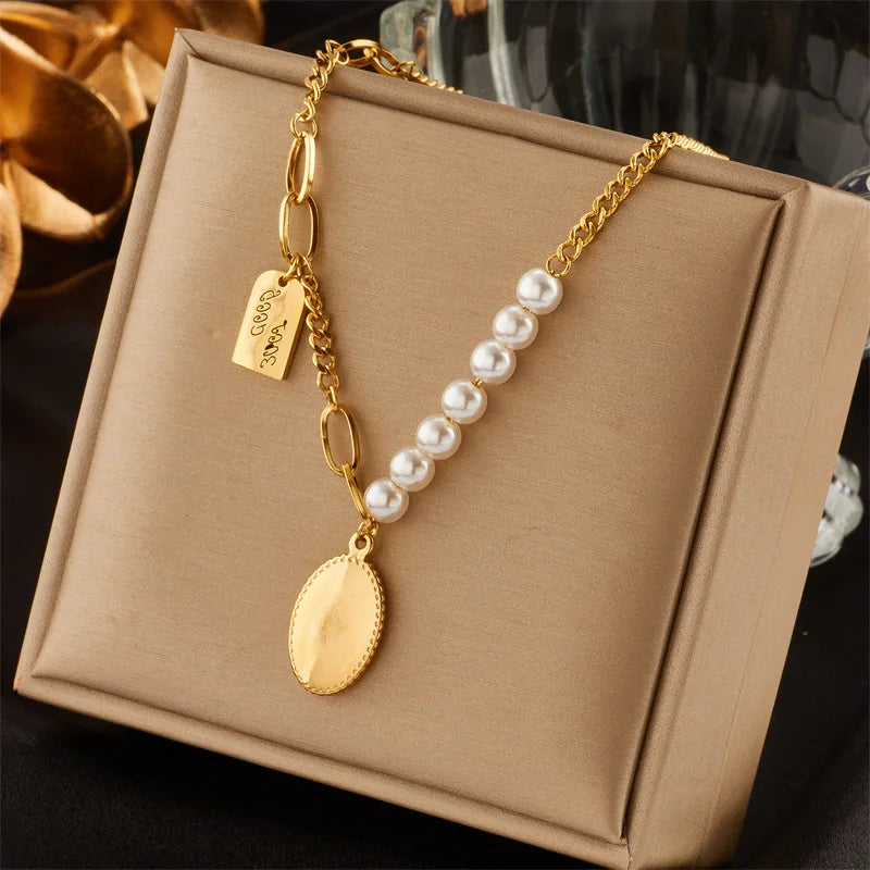 Fashion Stainless Steel 18K Gold Color Multilayer Necklace for Women Hip Hop Punk Street Trend Chain Choker Girls Jewelry Gift